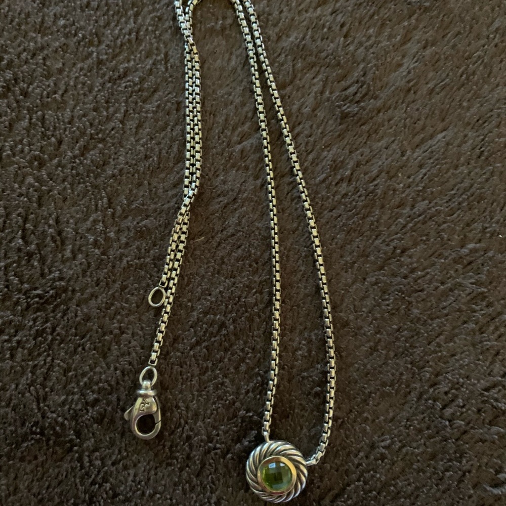 David Yurman Peridot Cookie Pendant Necklace.